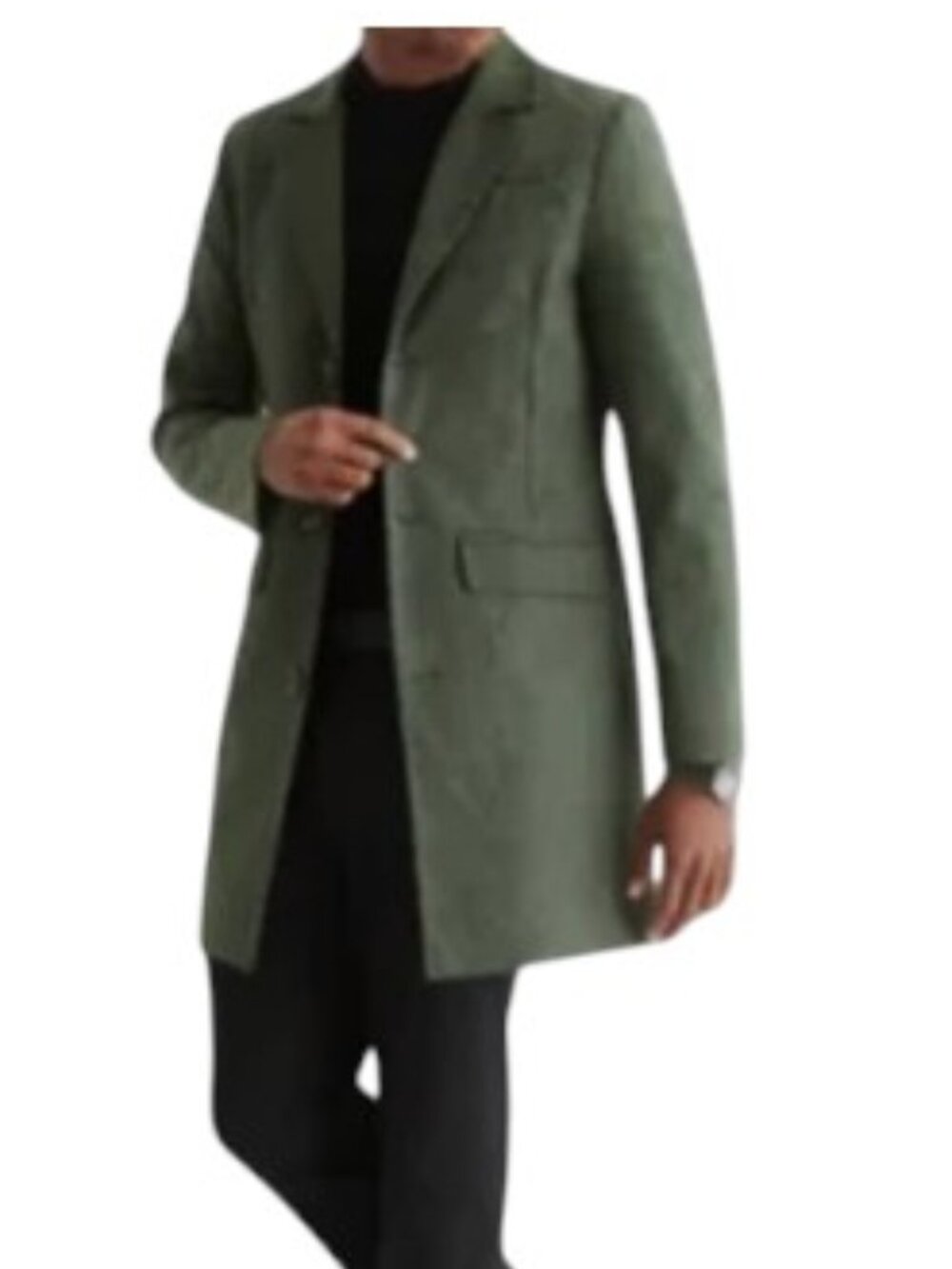 J. Ferrar Mens Midweight Topcoat Coat Green HB Size S